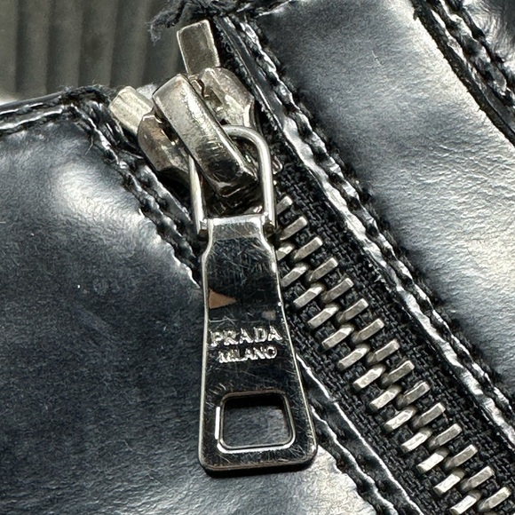 Prada *PRE-LOVED* Sport Leather Ankle Combat Boots, Size 35.5 - Black - Picture 10 of 10